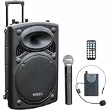Ibiza - PORT15VHF-BT - Enceinte Portable 15'/800W Max avec 2 micros (VHF), télécommande et Housse de Protection - Bluetooth, USB, SD - Autonomie de 6 à 8h - Speaker Box