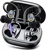 Ecouteurs Bluetooth sans Fil, Casque sans Fil 5.3 HiFi Stéréo, 4 ENC Réduction Antibruit Mic, 40H Durée Lecture, Contrôle Tactile, IP7 Oreillette Bluetooth Écran LED, Headphones pour Android, Noir