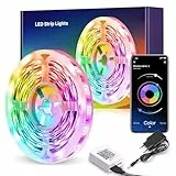 Mexllex Ruban Led 10M, Bande Led Lumineuse Flexible Multicolore, Bluetooth App Contrôle Synchroniser avec Rythme de Musique RGB Bandeau Led pour Decoration Chambre, Gaming Room, Plafond, Mariage, Fête