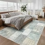 Vamcheer Tapis de Salon Moderne - Grand Tapis Salon Lavable en Machine Doux et Antidérapant Tapis Salle à Manger Tapis Chambre Tapis Poil Ras Tapis Poil Court, Géométrique, 200x300 cm Bleu