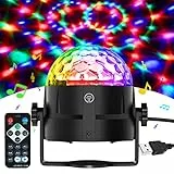 Gobikey Boule Disco de Commande Vocale, 360° Rotative Boule à Facette Couleurs,3 Modes de Musique Jeux de Lumiere avec USB 4M Télécommande et Câble, boule a facette Lumiere Disco pour Fête/Noël/DJ