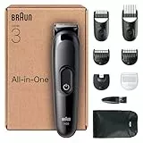Braun Kit De Rasage Tout-En-Un Series 3 Avec Tondeuse Electrique Pour Hommes, 8-En-1 AIO3545, Noire, 14 Longueurs A Barbe, Coffret Avec 6 Sabots et Brosse De Nettoyage, Rasage Du Visage et Des Cheveux