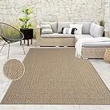 Paco Home Tapis Look Jute Indoor-Outdoor - Naturel & Noir, Robuste & Élégant, Idéal pour Terrasse & Salon, Dimension:160x230 cm, Couleur:Beige 3