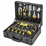 STANLEY Valise de Maintenance 142 Pièces - Pinces et Coupe-Touts, Clé à Molette, Niveau, Mesure, Tournevis, Scie à Métaux, Cutter, Marteau, Outils pour Serrage-Vissage STMT98109-1