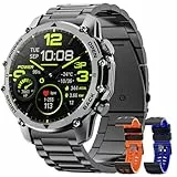 Montre Connectée Homme 1,52'HD Écran Smartwatch, 500 mAh Batterie et 120+ Modes Sportifs, Montre Connectée Militaire avec Fréquence Cardiaque/SpO2/Sommeil Moniteur et Lampe De Poche pour Android iOS