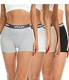 wirarpa Boxer Femme Coton Shorty Anti Frottement Shorts Caleçons Femmes 3'' Inseam Lot de 4 Noir Gris Beige Blanc Taille XL