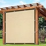 Voile d'ombrage rectangulaire avec œillets - Respirant - Protection solaire - Filet d'ombrage pour serre - Terrasse - Jardin - Plantes - Clôture - Chenil - Camping - Beige