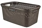 CURVER Panier à linge 45L Style -Bac à Linge propre et sale - Aspect Rotin Texturé - Bonne Aération - Poignées Ergonomiques - Corbeille pour Salle de Bain ou Buanderie - 59,2x38x27 cm - Chocolat