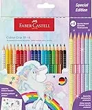 Faber-Castell 201543 Colour Grip, 24 Crayons de Couleur Enfant avec Grip et Corps Triangulaire, dont 6 Couleurs Pastel, Pigments Solubles à l'Eau pour Lavage sur la Plupart des Matériaux, Incassables