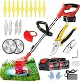 Garden Strimmer，Debrouissalleuses Batterie，Coupe Bordure sans Fil avec Batterie， Debrouissalleuse Electrique sans Fil