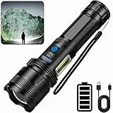ZEUSFIRE Lampe Torche LED Ultra Puissante, 500000 Lumens Lampe Torche LED Rechargeable, Super Lumineuse 7 Modes Longue Durée, IPX7 Étanche Lamp Torch Pour Camping, Randonnée