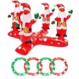 MORAINJAY Jeu de Lancer de Père Noël Gonflables, Jouet Anneau pour Fête de Noël en Famille Extérieur, Jeux et Décorations pour Enfants et Adultes