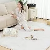 Vamcheer Tapis Salon Moderne Pelucheux - 8mm Moelleux Moquette pour Chambre,Décoration d'intérieur, Lavable,Sûr et Antidérapant,Tie-Dye/Blanc 160x230