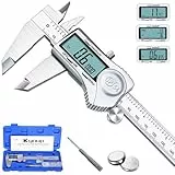 Kynup Pied a Coulisse 150mm Tout Inox, Pied à Coulisse Numérique de Précision, IP54 Étanche, Écran LCD Large, mm/inch/fraction, Digital Outil Micromètre Vernier, 3 Batterie, Off Automatique, Acier