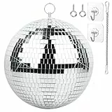 Oversevenls Boule à Facettes Disco 20 cm avec chaîne d'extension et crochet de suspension - Décoration Scintillante pour Fêtes et Événements, Argent