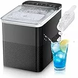 FOHERE Machine à Glaçons, 14Kg en 24h,9 Glaçons en 5 Minutes, 2 Tailles de Glaçons, Machine à Glaçon Portable de Comptoir, Autonettoyante à Glacons, Silencieuse, pour la Maison/Cuisine/Camping