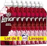 Adoucissant Lenor, 440 Lavages (8 x 55 lavages), Jasmin et Rose de Mai, 24H De Fraîcheur Relaxante, Avec Une Touche D’Huiles Essentielles