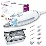 Beurer MP 62 Set de manucure/pédicure, lime à ongles électrique avec 10 embouts de soin des ongles de haute qualité, lumière LED, fraise à ongles avec réglage de la vitesse en continu, blanc