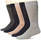 Amazon Essentials Chaussettes Habillées Unies Homme, 5 Paires, Bleu Marine/Gris/Havane, 41-45