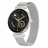 Bebinca Montre Connectée Femme avec Fonction Téléphone, Écran Tactile Carré HD 1,32', Tracker Fitness, Étanchéité IP68/Fréquence Cardiaque/120+ Modes Sport pour Android iOS (Argent)