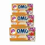 OMO - Lessive liquide en capsules 3 en 1 En Mangue d'Évasion - 87 lavages - Mangue et Fleurs des îles - propreté éclatante & parfum longue durée aux essences naturelles (lot de 3x29)