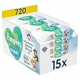 Pampers Harmonie Aqua Lingettes Pour Bébé 15 Paquets De 48 Lingettes = 720 Lingettes, Aident à restaurer le pH naturel de la peau, lotion douce avec 99% d’eau