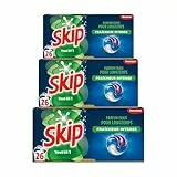 Skip Lessive liquide en capsules Fraîcheur intense 3 en 1 - 78 lavages - résultat impeccable et efficace dès 30° - sans emballage plastique (lot de 3x26)