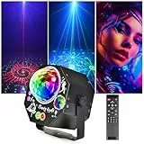 Fwiull Lampe de Scène, 75 Divers Effets Lumineux Lumière Disco, Boule Disco avec Stroboscope et Télécommande, Lumière DJ Contrôle de la Musique, Lumiere Soirée pour Halloween, Noël, Club, 2M Cable