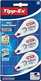 Tipp-Ex Mini Pocket Mouse - Rubans Correcteurs Blancs Compacts Super Couvrants - 6 m x 5 mm, Blister de 3