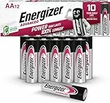 Energizer Advanced - Piles AA (Lot de 12) - Alcaline 1,5V - Haute Performance - Télécommandes, Jouets et Électroniques - Made in EU - Emballage 0% Plastique - Conservation 10 Ans [Exclusivité Amazon]