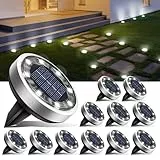 btfarm Lot de 12 Lampe Solaire Au Sol, 8 LED Jardin Exterieur Solaire Etanche Lumiere Solaire, Spot Solaire Extérieur pour Chemins Pelouse Terrasse Allée Cour Piscine, Blanc Froid