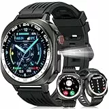Montre Connectée Homme Femme 660mAh, 1.43' Écran AMOLED HD Smartwatch avec Appel Bluetooth/LED Lampe, 24/7 Sommeil/Cardio/SpO2/Podomètre 130+ Modes Sportifs, IP68 Étanche Montre Sport pour Android iOS