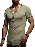 Leif Nelson T-shirt tendance à manches courtes et col rond pour homme Basic moderne - Vert - X-Large