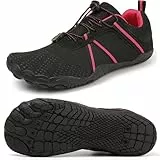 ziitop Chaussures Pieds Nus Femme Homme Chaussures Pieds Larges Barefoot Minimalistes Chaussures Confort Chaussure de Trail Running Marche Sport Casual Fitness Noir Rose Rouge-1 38 EU