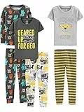 Simple Joys by Carter's 6-Piece Snug Fit Cotton Pajama Set Ensemble de Pijama, Blanc Camions/Gris Foncé Monstre/Gris Personnages Héros/Rayures, 3 Ans (Lot de 3) Bébé Garçon
