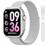 RUXINGX Montre Connectée Femme avec 1000mAh Batterie, Autonomie 100 Jour Ultra-Longue, 1.83' HD Smartwatch Appel, 120+ Sports, 24H Fréquence Cardiaque/SpO2/Sommeil, IP68 Podomètre Android iOS Argent