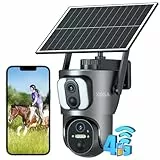 Xega 4G LTE Caméra Solaire【Double Objectif】avec Carte Sim, 14400mAh Camera Extérieure sans Fil, Détection de Personne 2K HD Inclinable 355°/100°, Autonome sur Batterie,Vision Nocturne IP66 (Non WiFi)