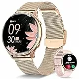 RUXINGX Montre Connectée Femme avec Appel Bluetooth 5.3, Smartwatch Suivi des Règles, 120+ Modes Sport, SpO2/Fréquence Cardiaque/Sommeil/Tension Artérielle, Podometre IP68 Étanche iOS Android Or Rose