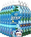 Lenor Adoucissant Lenor 216 Lavages (8 x 27 Lavages), Envolée d’Air, 24H De Fraîcheur Relaxante, Avec Une Touche D’Huiles Essentielles