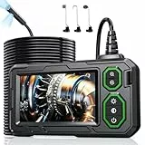 Camera Double Objectif Endoscopique D'inspection, HOPEFOX caméra d'égout endoscopique IPS 4,3', caméra Serpent étanche IP67 avec 8+1 lumières LED, câble Semi-Rigide de 10M