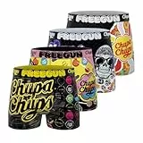 FREEGUN Boxer Homme Chupa Chups, Caleçon Homme, Ultra-Doux & Stretch (Lot de 4), Jaune Taille M