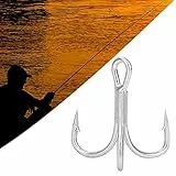 Crochet de Peche Triple Round Bend Classique Sharp Treble Crochets de pêche pour la pêche en Eau Douce en Eau de mer(6# 20PCS)