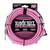 Ernie Ball Câble d’instrument tressé, connecteur droit et coudé, 3 m, rose fluo
