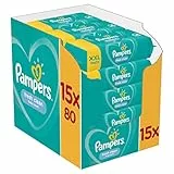 Pampers Fresh Clean, 1200 Lingettes pour Bébé (15x80), Sans Alcool, Aussi Pour Les Mains Et Le Visage