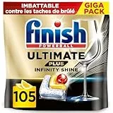 Finish Ultimate Plus Infinity Shine Pastilles Lave-Vaisselle Citron, Propreté Intense & Brillance Étincelante,105 capsules