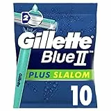Gillette Blue II Plus Slalom Rasoirs Jetables Homme, Pack de 10 Rasoirs [OFFICIEL]