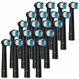 GENKENT Lot de 20 têtes de rechange noires compatibles avec Oral B Braun Professional Soft Clean pour têtes de brosse à dents électrique Oral B Pro 500/1000/1500/3000/3757/5000/7000/7500/8000