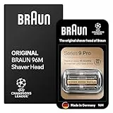 Braun Tête De Rasoir Electrique Homme Series 9 PRO + 96M Noire, ORIGINALE, Remplacement De La Grille Pour Un Rasage De Près, Lames Ultra Fines, Elément De Rechange OFFICIEL
