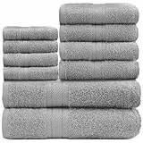 GC GAVENO CAVAILIA Lot de 10 Serviettes de Bain Douces – Serviettes absorbantes d'eau de qualité supérieure – 4 Serviettes pour Le Visage, 4 pour Les Mains, 2 Serviettes de Bain, 450 g/m², lavables