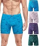 wirarpa Lot de 4 Boxers Boxer Long Homme Caleçon pour Braguette Ouverte sans Étiquette Ultra Doux Confortale Multicolore Taille XXL